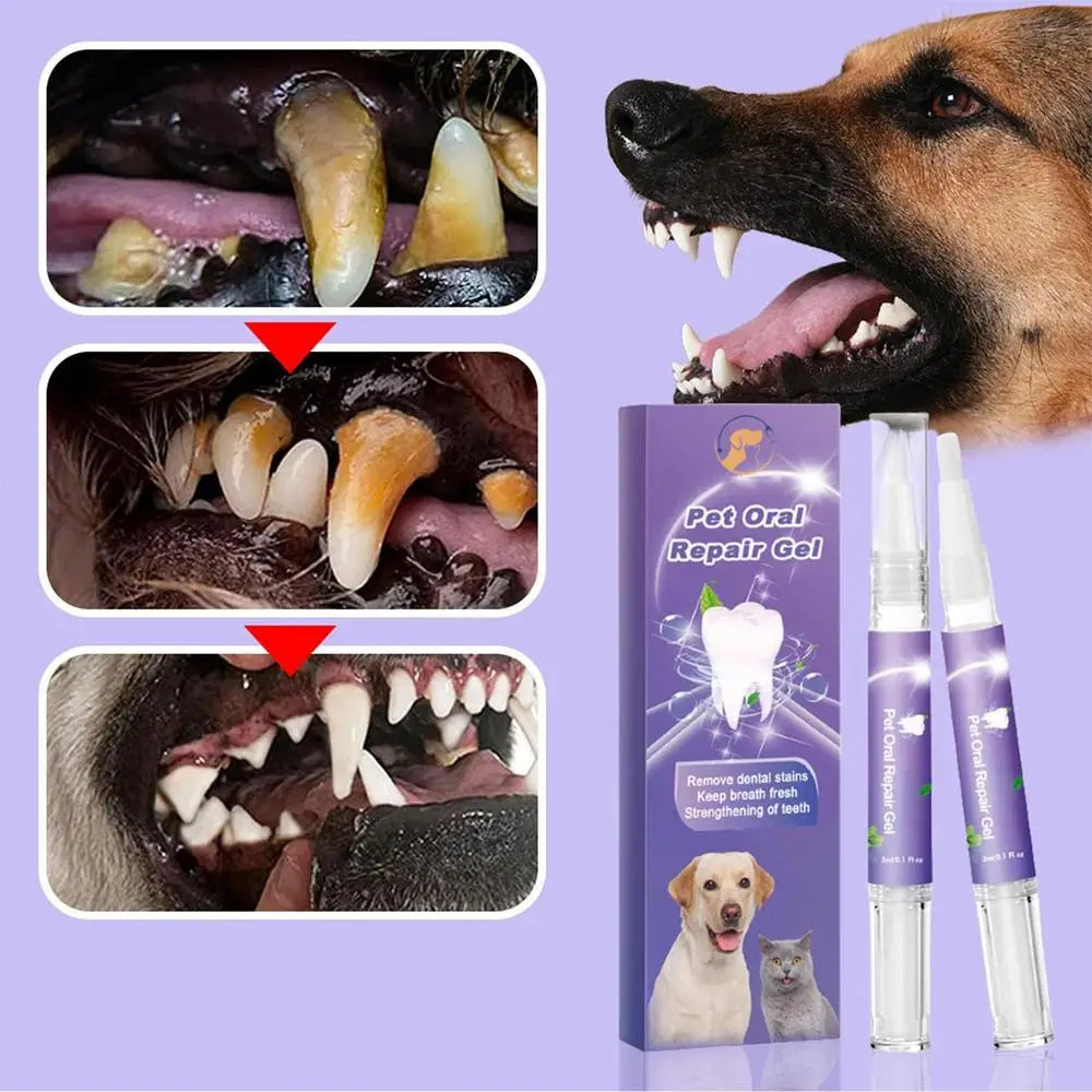 3ml Teeth Cleaning Gel For Dogs Breath Freshener Dog Oral Cleansing Gel Natural Dog Toothpaste Gel For Dogs & Cats Pet Breath