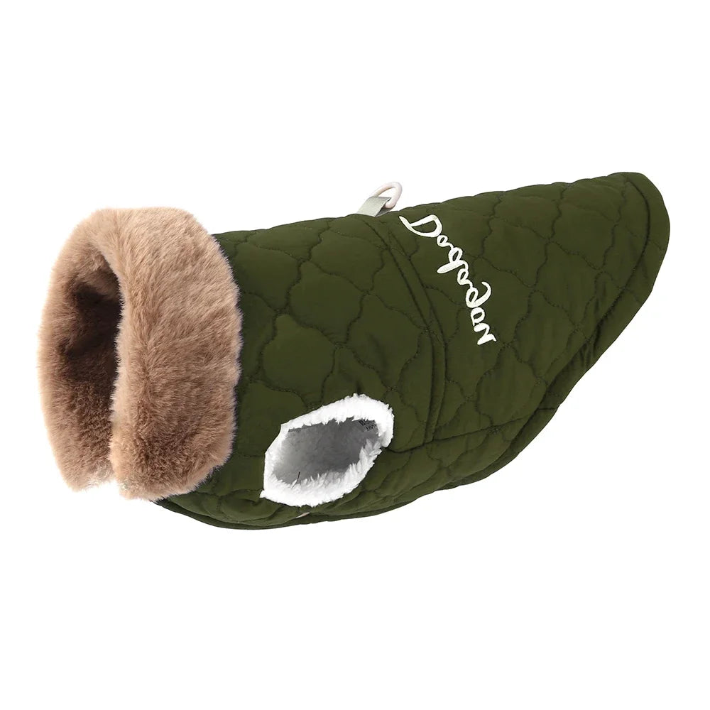 Waterproof Winter Pet Jacket Clothes Super Warm Small Dogs Clothing With Fur Collar Cotton Pet Outfits French Bulldog Coat Vest