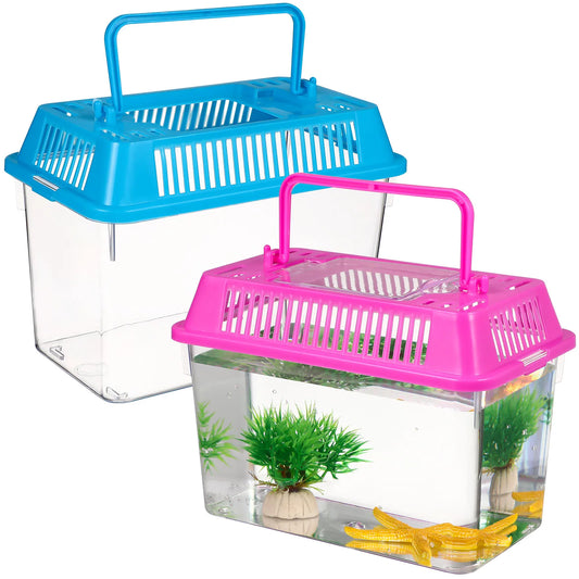 4Pcs small Portable Tourtise Aquariums Handheld Goldfish Aquarium reptile Tourtise Aquarium clear Turtle lizard Hamster Living
