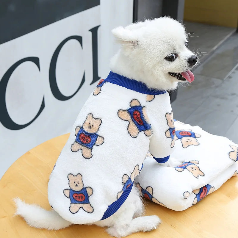 Funny Monkey Print Winter Dog Clothes French Bulldog Flannel Winter Dog Hoodies Medium Puppy Clothing for Cat Christmas Costume