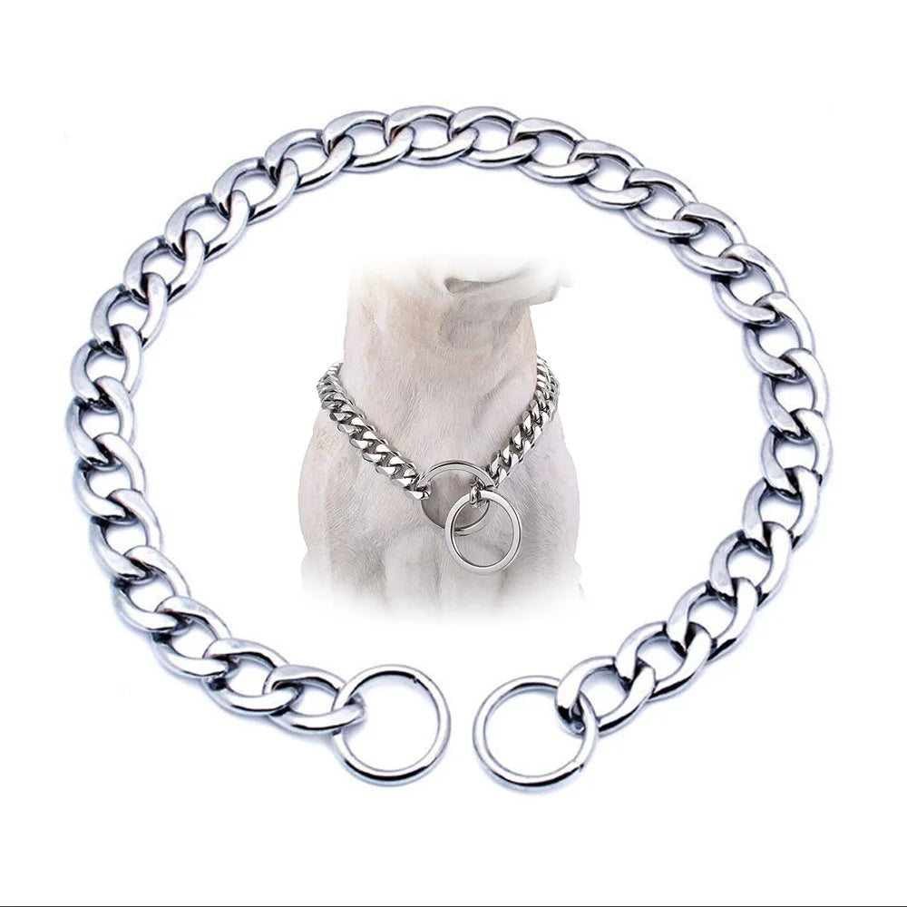 Dog Collar Slip Chains for Dogs Smooth Flat Stainless Steel Choke Chain Collar for Training Small Medium Large Dogs Pet Products