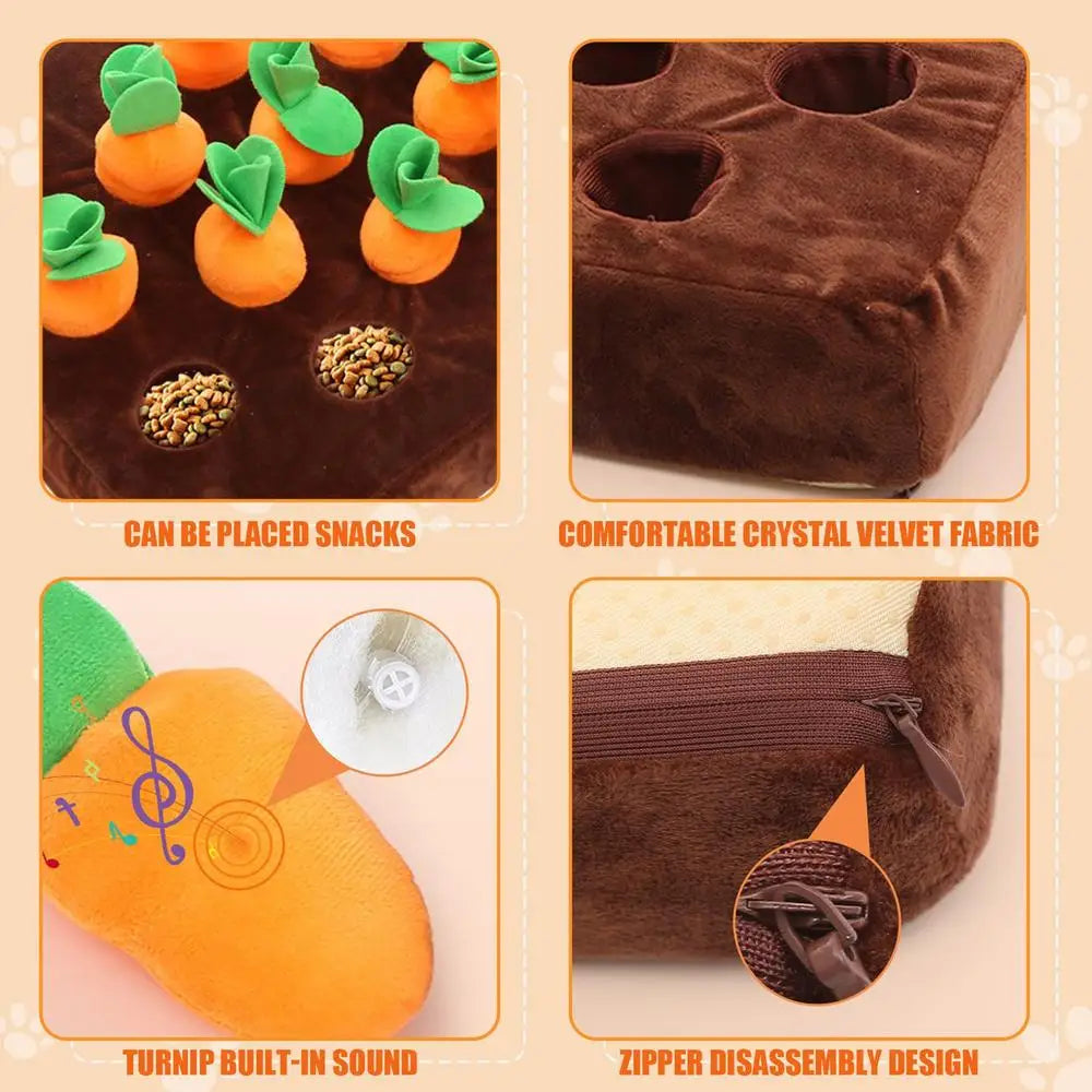 Squeaky Dog Toy Interactive Enrichment Dog Game 12 Carrots Snuffle Mat Carrot Farm Vegetable Squeaky Toy Pet Supplies Puzzle