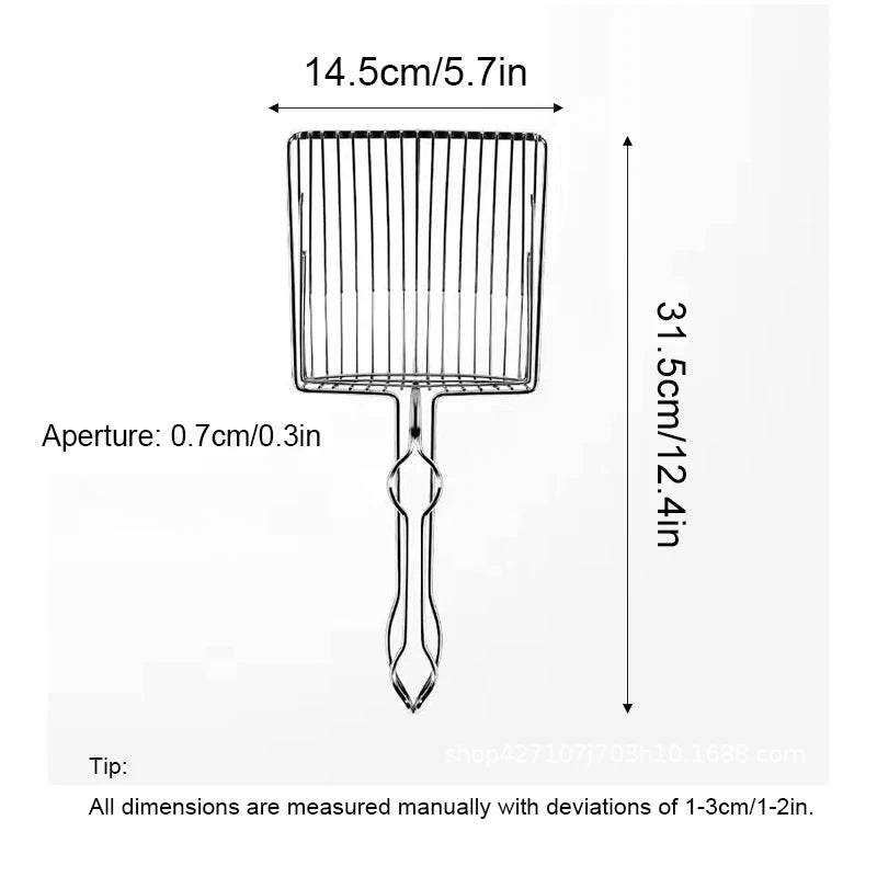 Stainless Steel Cat Litter Shovel Wooden Handle Shovel Easy To Clean Good-Looking Reduce Dust Suitable For Small Dog Toilets