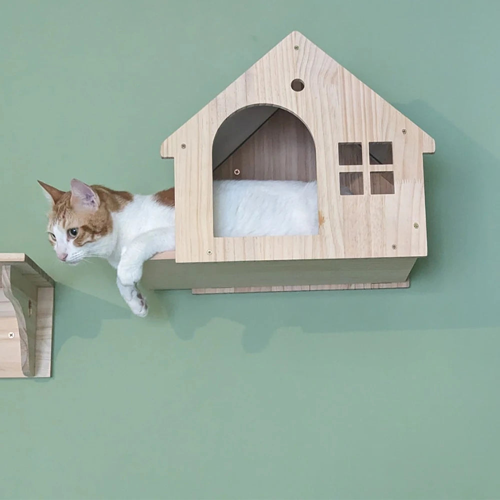 Cat House Cat Tree Wall Mounted Cat Climbing Shelves Cat Hammock Cat Bridge with Scratching Post or Stairway for Kittens
