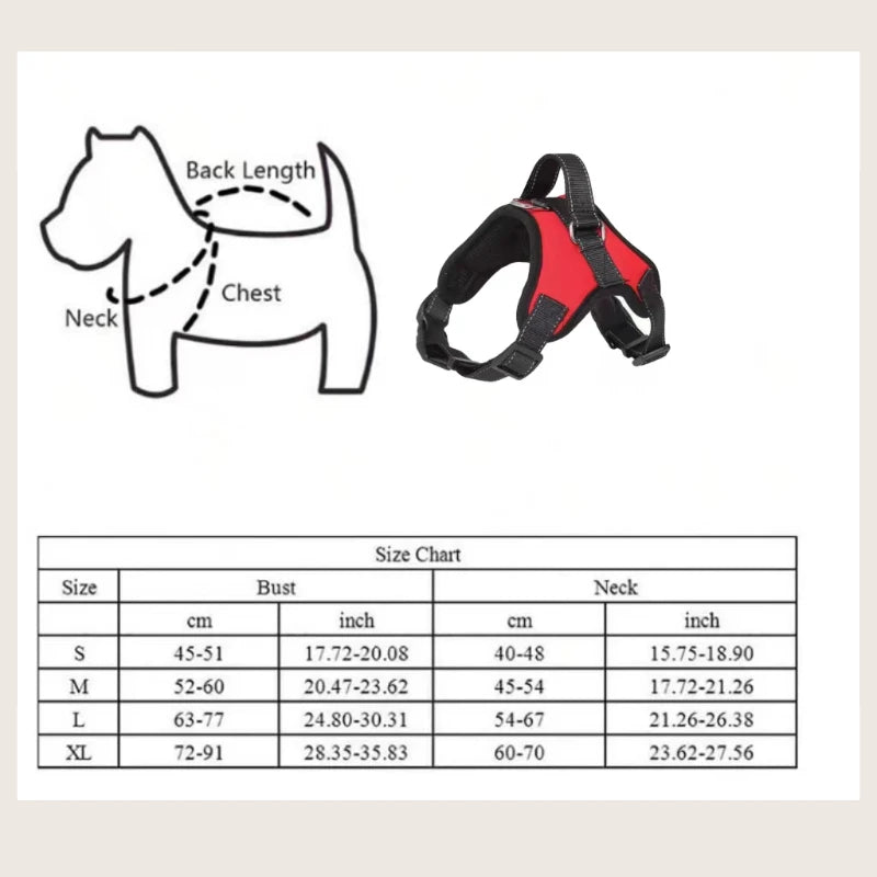 Pet Leash Medium and Large Dog Explosion-proof Punch Oxford Cloth Bone Chest Back Dog Leash Adjustable Strong Handle Chest Harne