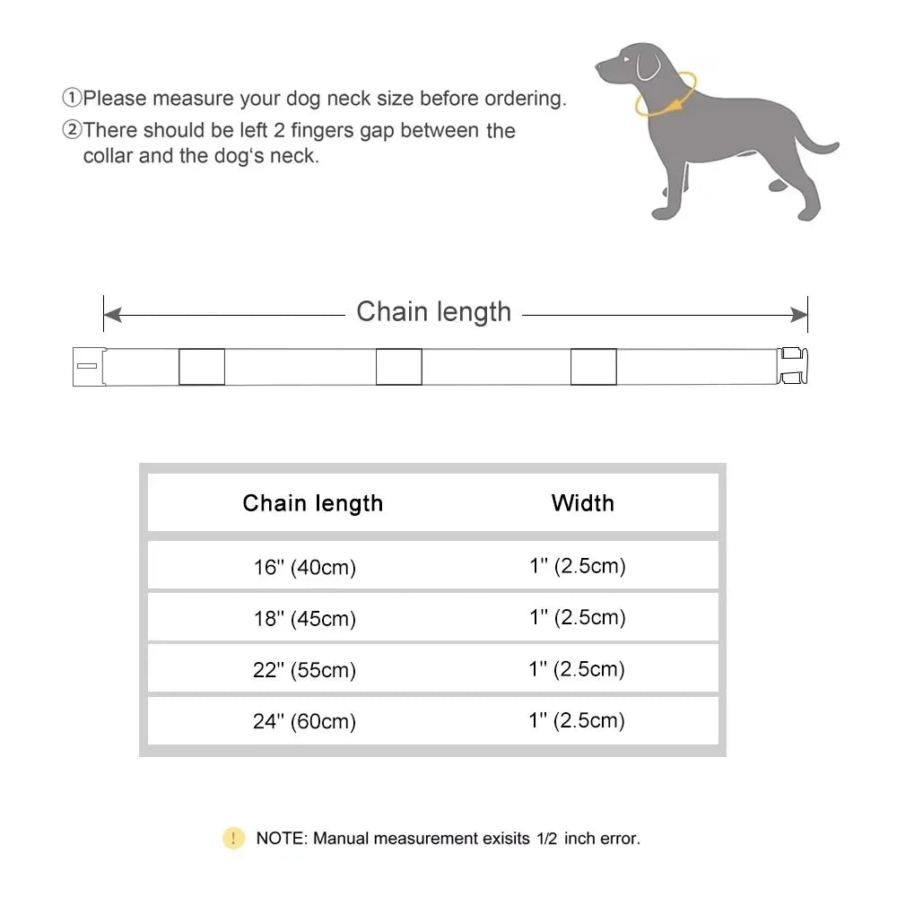 Strong Dog Double Chain Collar 2 Row Gold Cuban Link Stainless Steel Dog Training Collar Pet Metal Collar For Medium Large Dogs