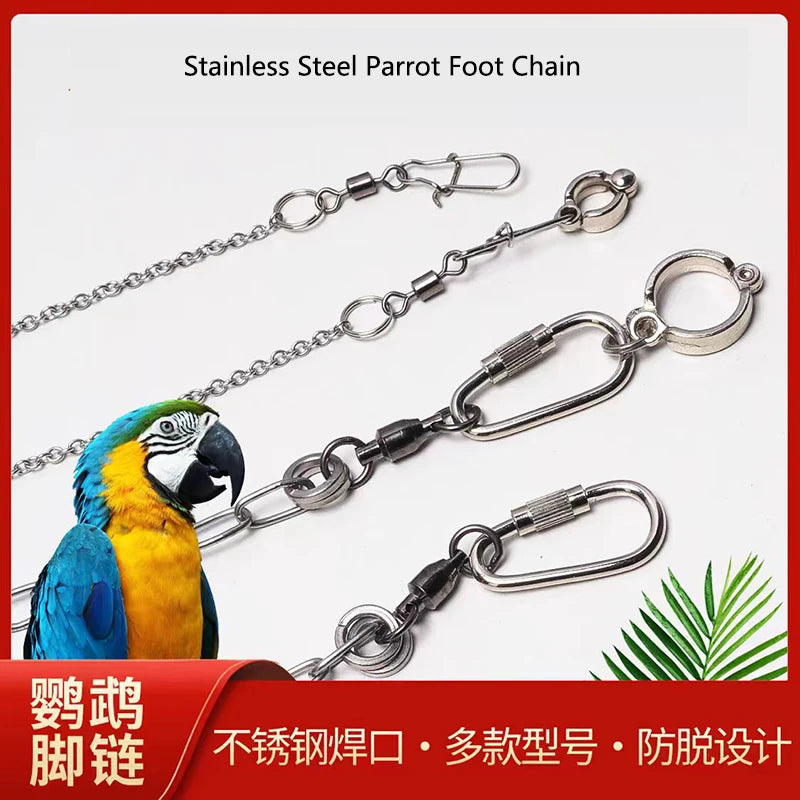 Stainless Steel Bird foot Chain Parrot Anti-flying Traction Rope Bird Feet Bracelet Alloy Foot Ring Pet Bird Training Leash