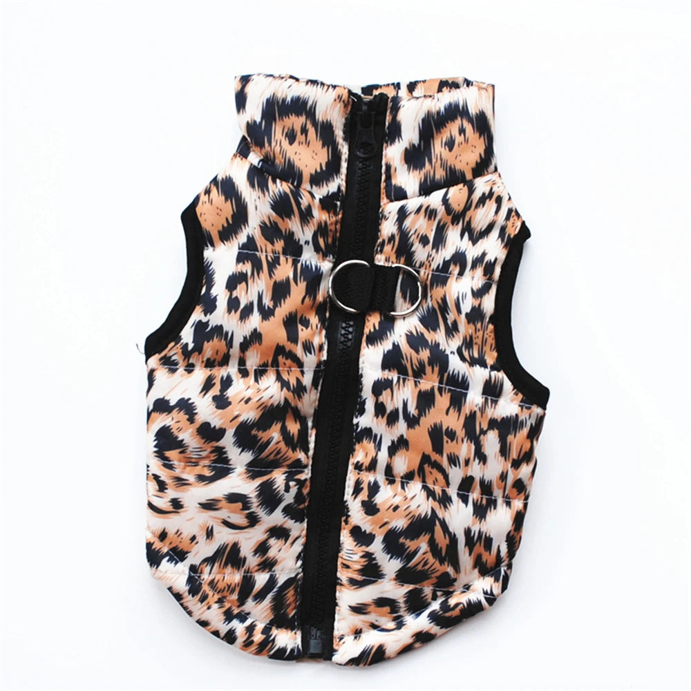 Windproof Pet Vest Jacket Winter Warm Big Dog Clothes Puppy Harness Clothing Funny Printed Coat for Small Medium Dogs Cats XS-XL