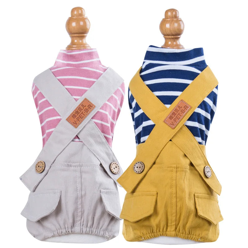 2023 Princess Dog Colorful Stripe Soft Suit Puppy Jumpsuit Spring Doggie Casual Pants Small Medium Pet Couple Four-Legged Coat