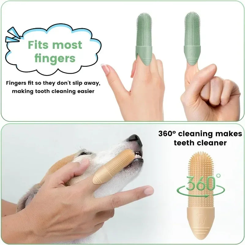 360° Cleaning Finger Toothbrush for Dogs, Food Grade Silicone Dog Finger Toothbrush, Toothbrush for Dogs Cats Dental Care