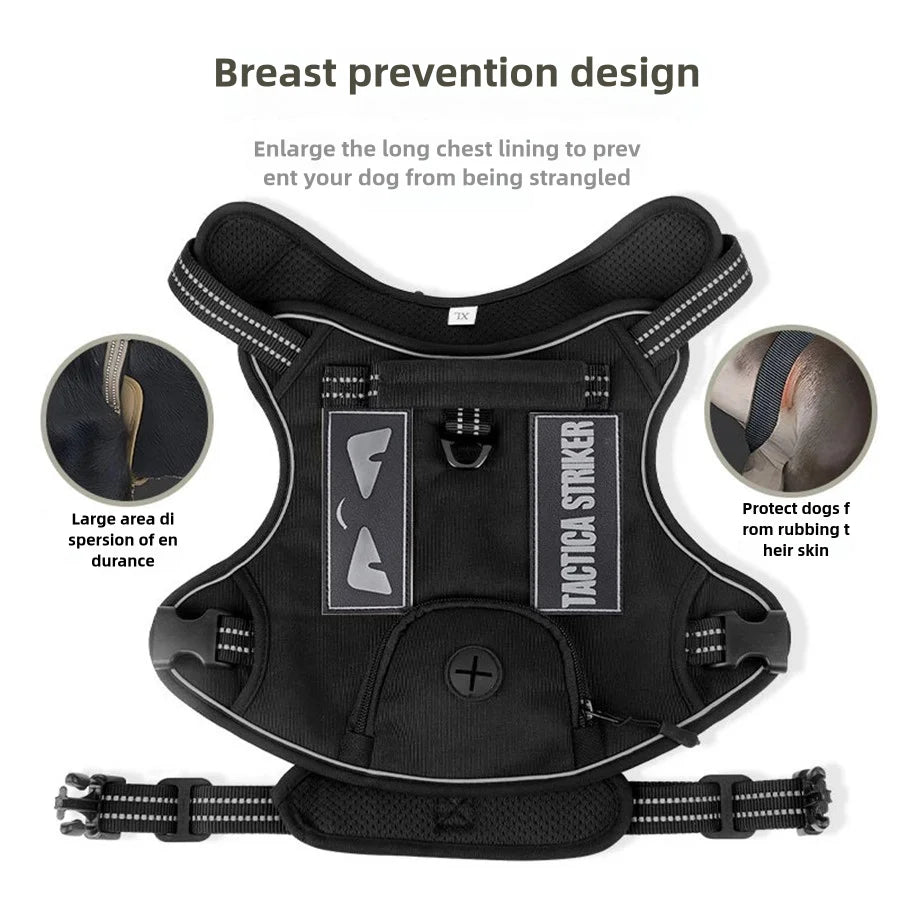 Pet Chest Strap Dog Tactical Chest Back Outdoor Medium Large Dog Vest Explosion proof Punching Traction Rope
