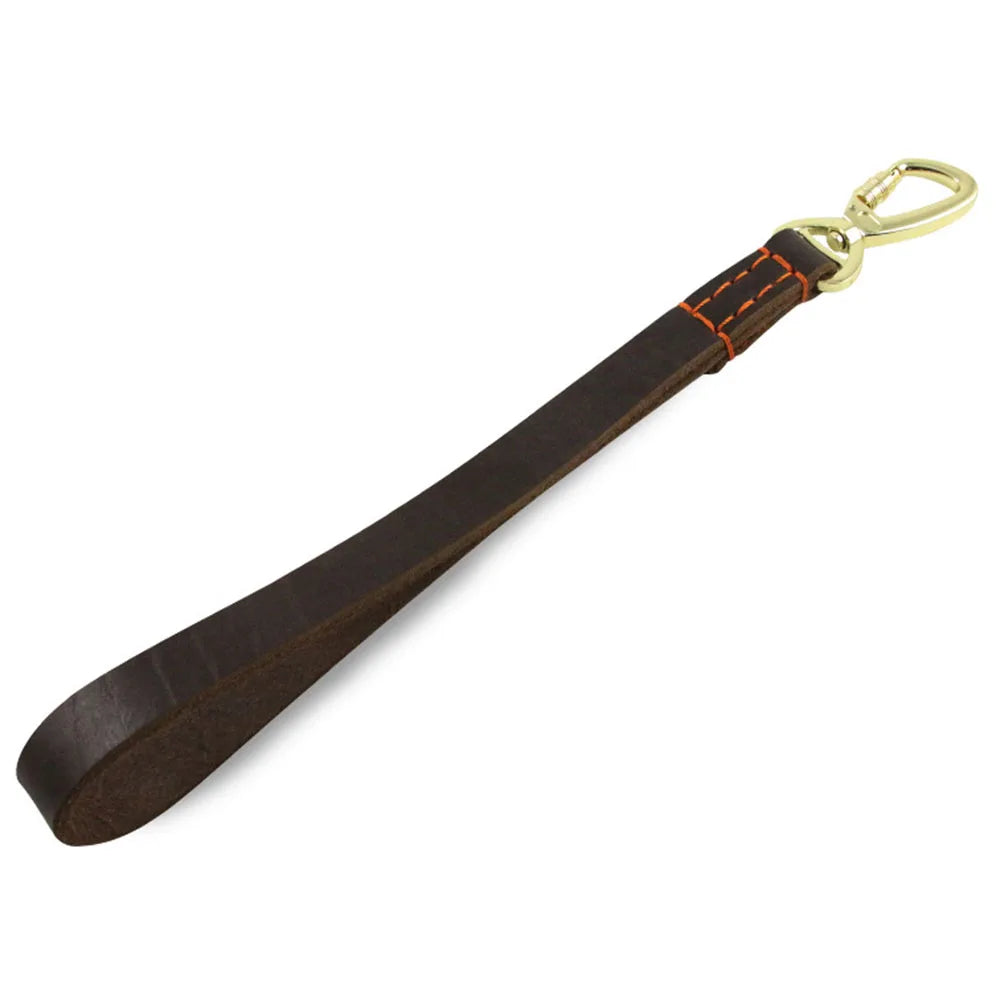 Dog Short Leash Lead Traffic Padded Handle Heavy Duty Real Leather Dog Lead for Training Control Puppy Small Medium Large Dogs