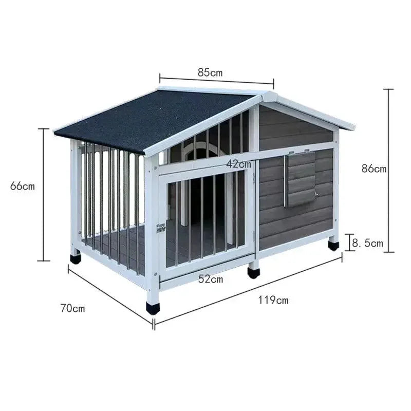 IGH Dog House Outdoor Rainproof Dog Villa Wooden Kennel Small to Medium Kennel Stainless Steel Fence Cat Cage Outdoor Dog