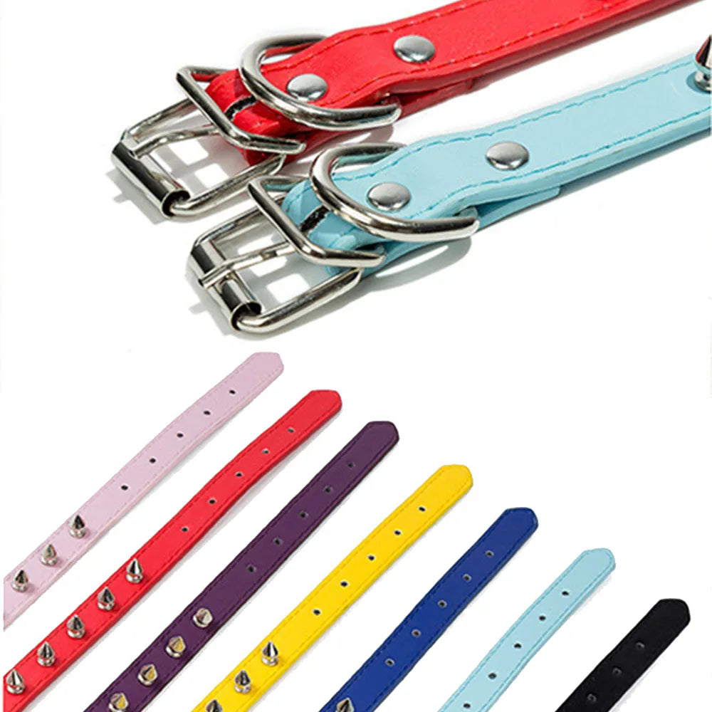 Anti-Bite Dog Collar Spiked Studded Pet Dog Collar PU Leather For Small Dogs Sport Bulldog Pug Puppy Dog Collar Cat Dog Supplies