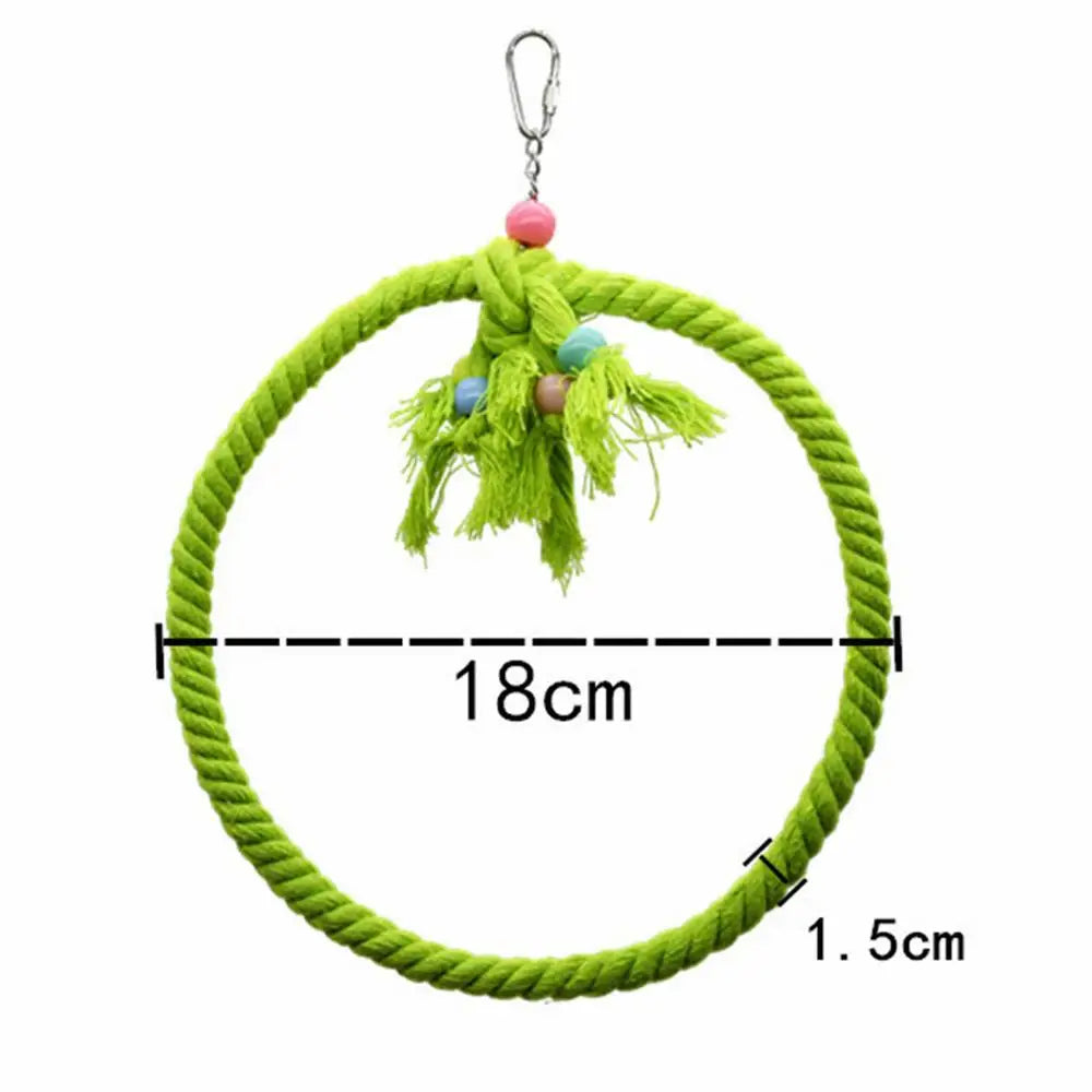 Rope Perches For Bird Cages Circle Rope Swing Easy Installation Natural Safe Soft Cotton Round Bird Swing For African Grey Macaw
