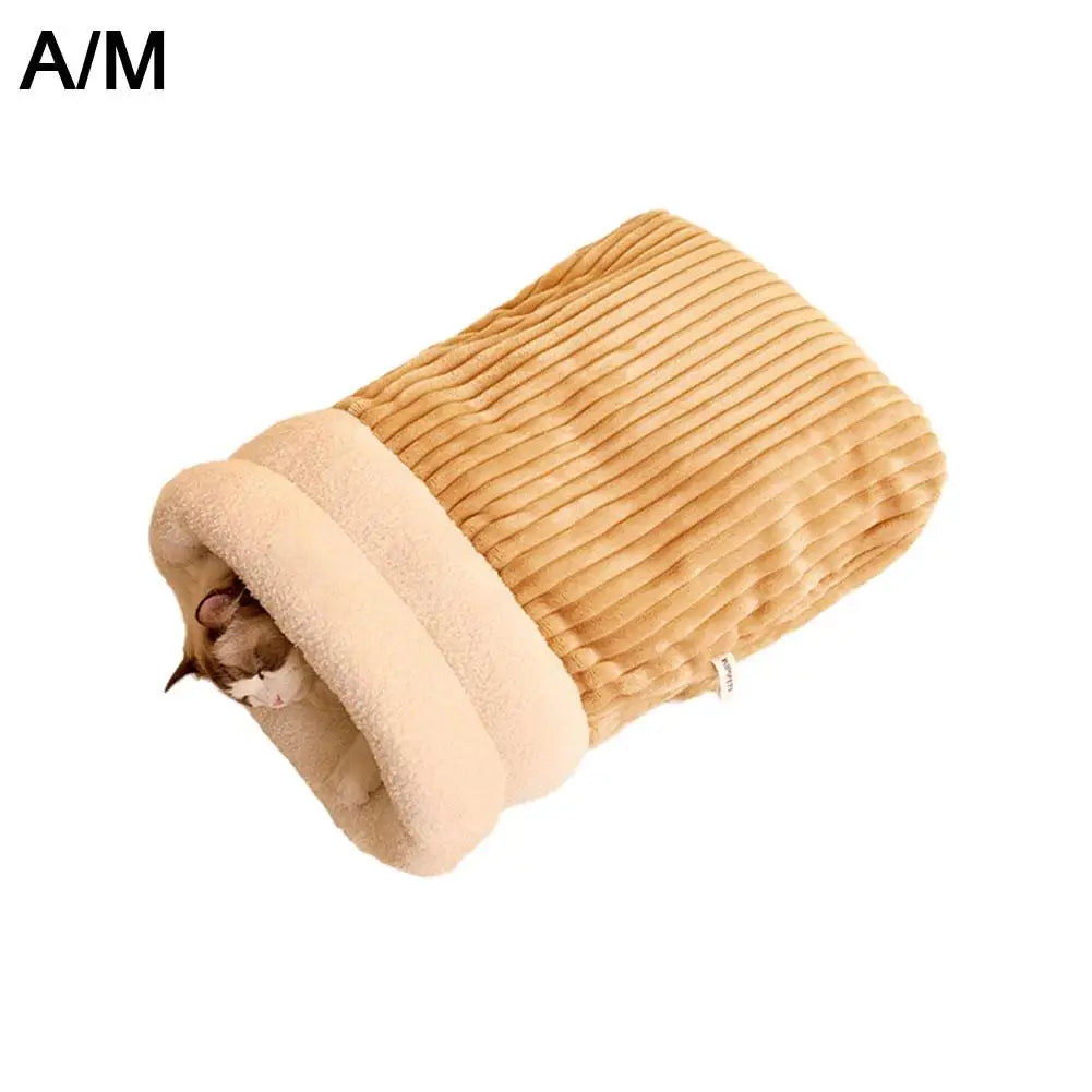 Cat Winter Sleeping Bag Pet Down Sleeping Bag Nest PP Cotton Semi-enclosed Warm And Comfortable Large Pocket Design M/L Cute