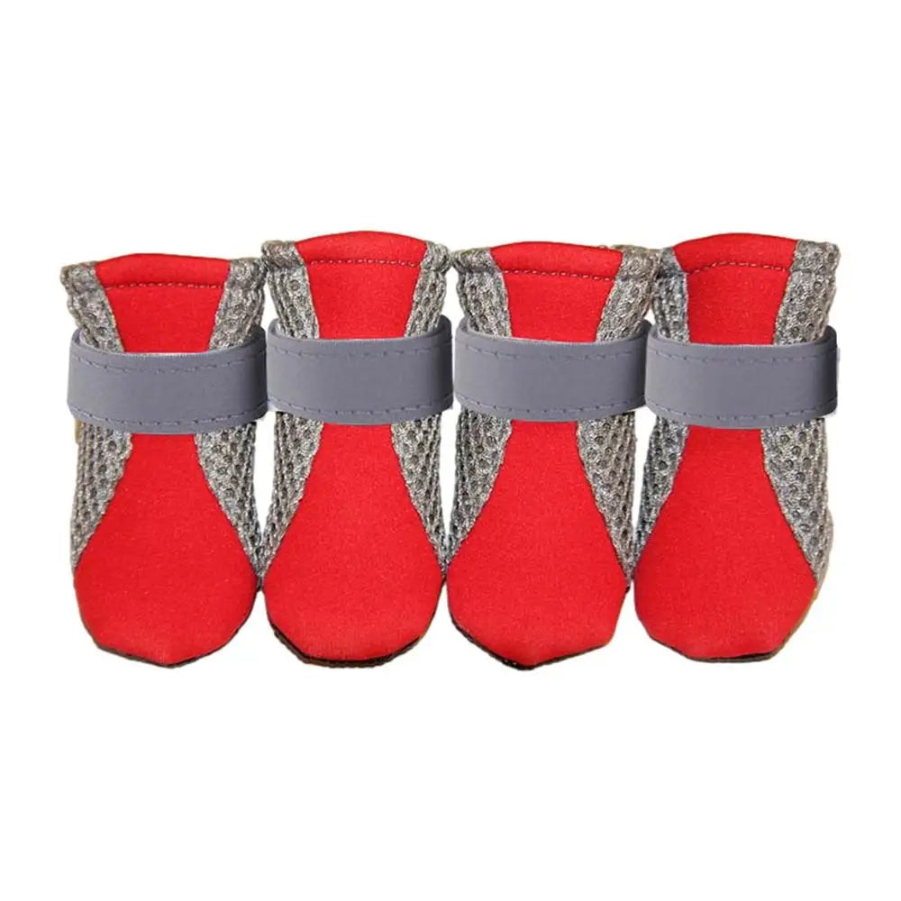 Small Dog Shoes Mesh Hiking Boots Paw Protector 4pcs Breathable Dog Shoes Adjustable Non Slip For Outdoor Running Walking Summer