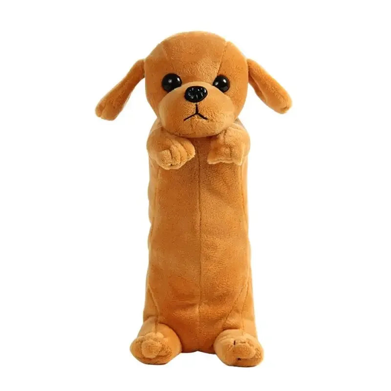 1PC Estuche de lápices de felpa suave para niños y niñas, bolsa de bolígrafos de simulación , lindo perro, papelería escolar