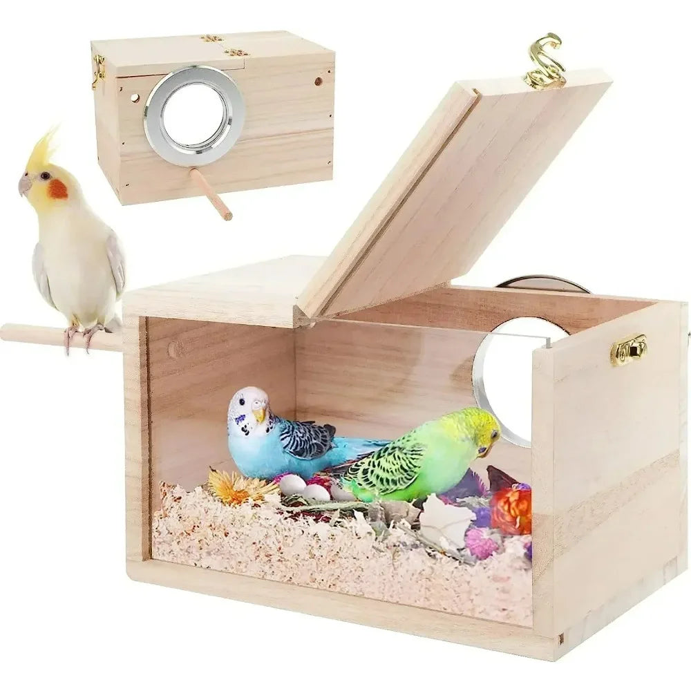 Transparent Design Parakeet Cockatiel Bird House Nest Easy to Clean Parrot House Smooth Edges Parakeet Nesting Box Bird Supplie
