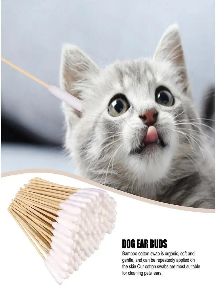 100pcs Pet Dog Ear Cleaner Cotton Buds Dog Ear Cleaner Cotton Swab Sticks Swab Sticks For Cat Pets Cleaning Supplies