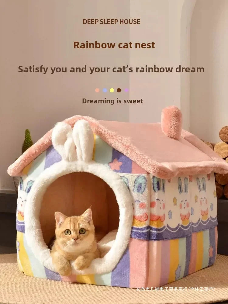 The kennel is universal in all seasons, the house type is small, the dog can be dismantled and washed, the dog house cat litter