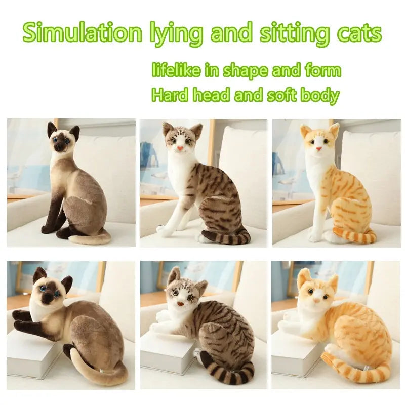 Stuffed Siame Cats Plush Toy 20/25cm Simulation American Shorthair Cute Cat Pet Toys Lifelike Home Decor Birthday Gift