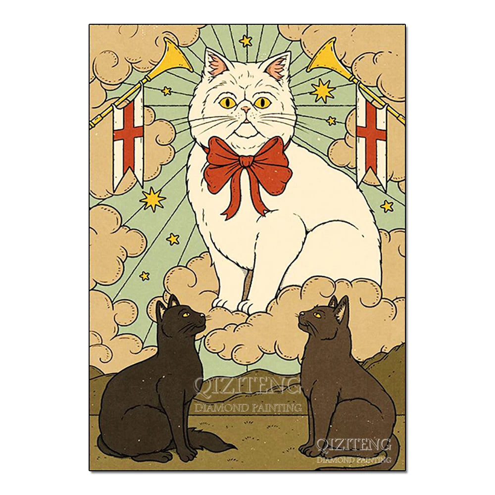 Tarot Cards Cat 5D Diamond Painting Cute Raccoon Full Diamond Cross Stitch Cartoon Animal Embroidery Mosaic Art Home Decoration