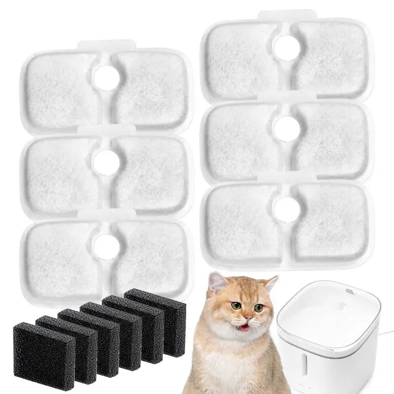 6PCS Cat Water Fountain Filter Activated Charcoal Sponge Pet Safe Water Fountain Filters Water Filter for Cat Fountain Pet Care