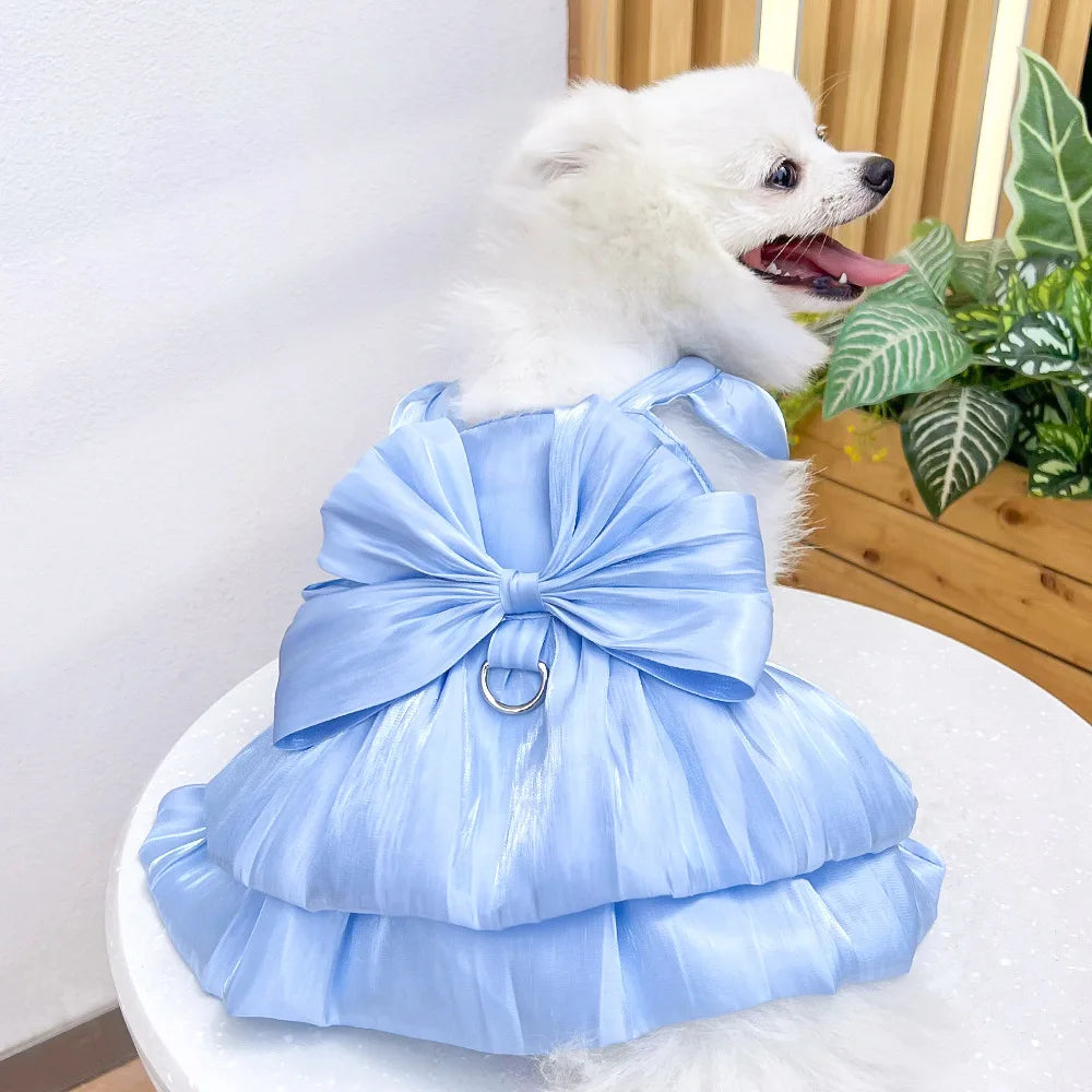 Summer Pet Dog Skirt Puppy Striped Butterfly Skirt Princess Baby Dog Wedding Midi Dress Cat Skirt Shih Tzu Dog Clothes for Party