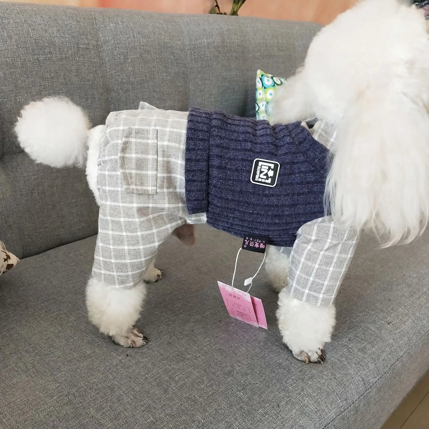 Thin Jumpsuits Dog Clothes Fake Two Piece Suit Spring Autumn Sportswear Knitted Sweater Vest & Shirt Fake Two-piecs Suit