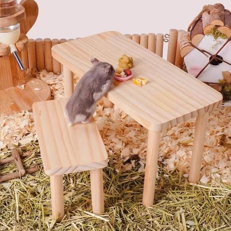 1pc Functional Wooden Hamster House Desk Platform Pet Stand Toy Station Board Pet Products Hamster Cage Golden Bear Toy Supplies