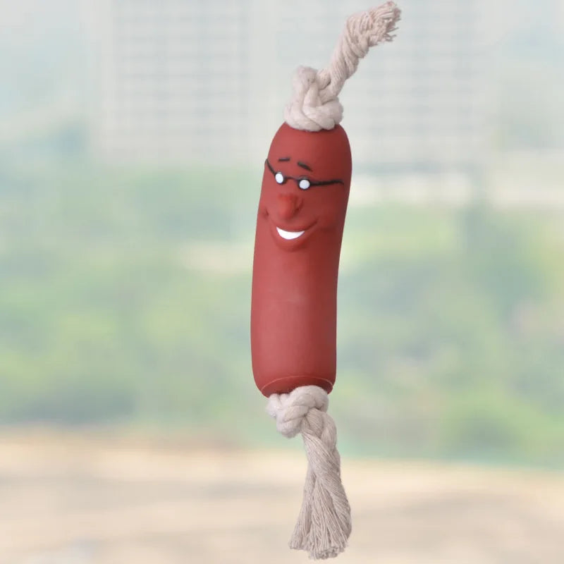 1Pcs Interactive Squeaky Pet Dog Chew Toys Teeth Cleaning Funny Brown Toy Rubber Sausage Products Toys For dog Pets accessories