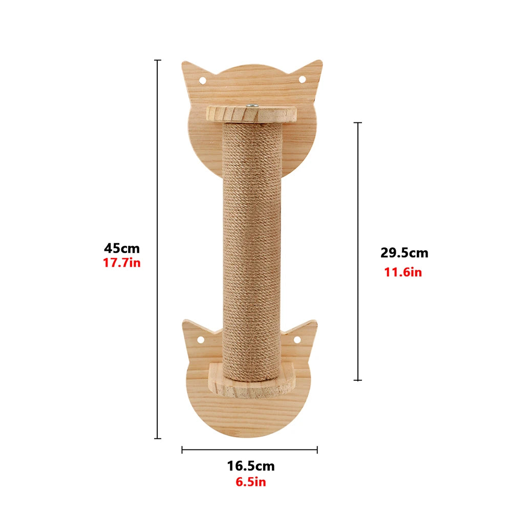 Cat Climbing Shelf Wall Mounted Cat Tree Four Step Stair Indoor Wood Scratching Post for Cat Wall Climbing Furniture Cat Hammock
