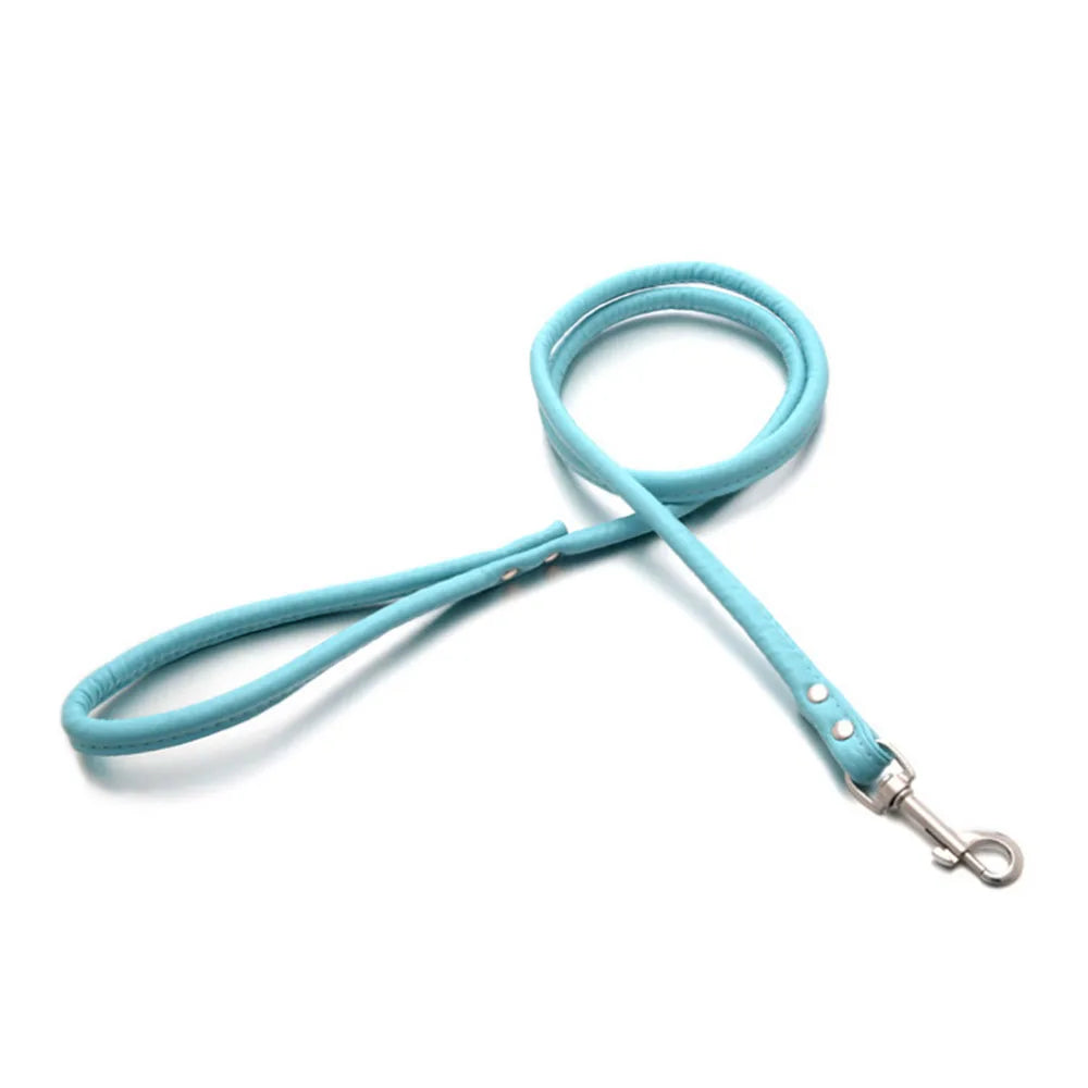 Pet Products Round Colorful PU Rolled Dog Walking Leashes for Small Medium Breeds Dogs Puppy Chain Lead Training Walking Leash