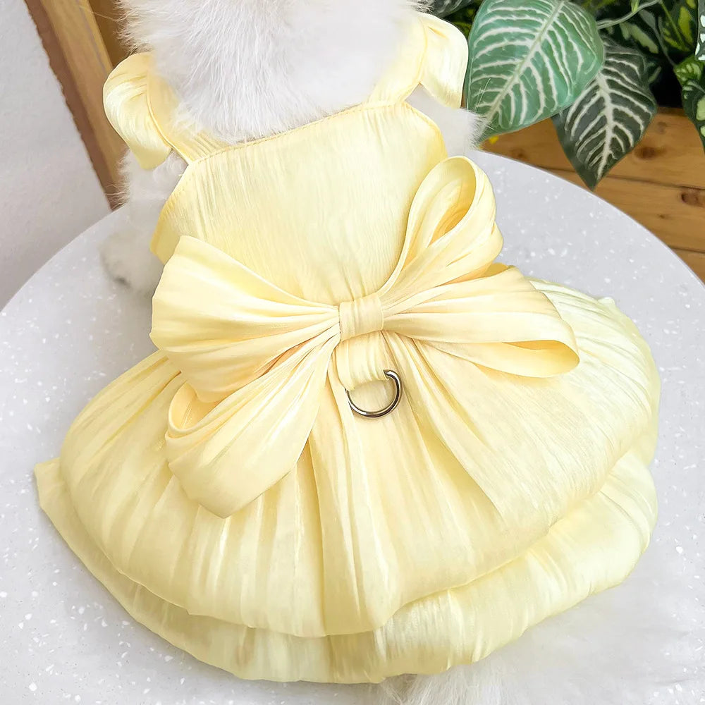 Summer Pet Dog Skirt Puppy Striped Butterfly Skirt Princess Baby Dog Wedding Midi Dress Cat Skirt Shih Tzu Dog Clothes for Party