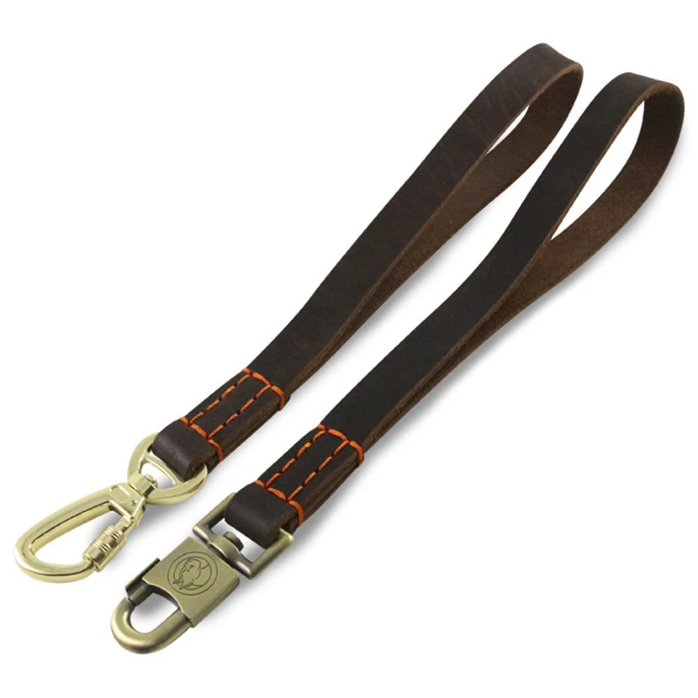 Dog Short Leash Lead Traffic Padded Handle Heavy Duty Real Leather Dog Lead for Training Control Puppy Small Medium Large Dogs