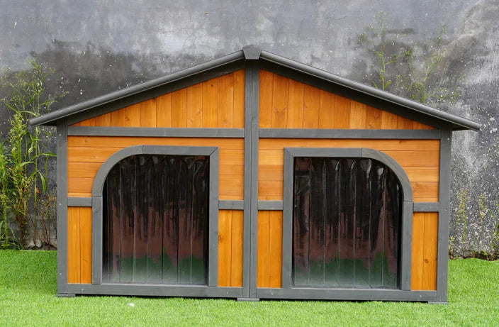 Solid wood dog house dog villa wooden kennel waterproof and rainproof outdoor large kennel dog house type pet