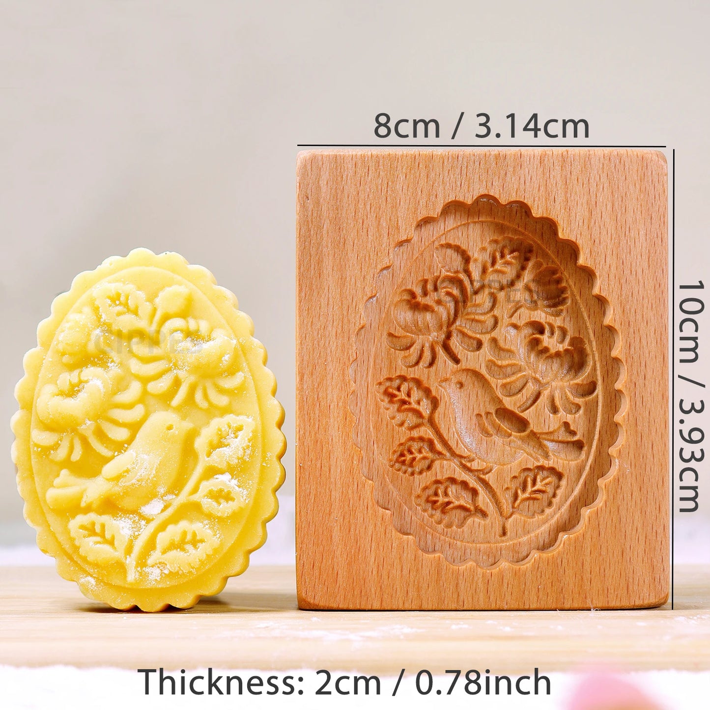 1PC Wood Cookie Mold, Animals Patterns, 3D Carved Embossed Biscuit Cutter Moulds, Fish, Bird, Bear, Sheep, Tiger, Horse, Squirre