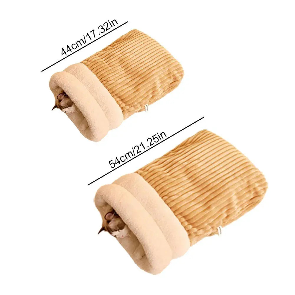 Cat Winter Sleeping Bag Pet Down Sleeping Bag Nest PP Cotton Semi-enclosed Warm And Comfortable Large Pocket Design M/L Cute