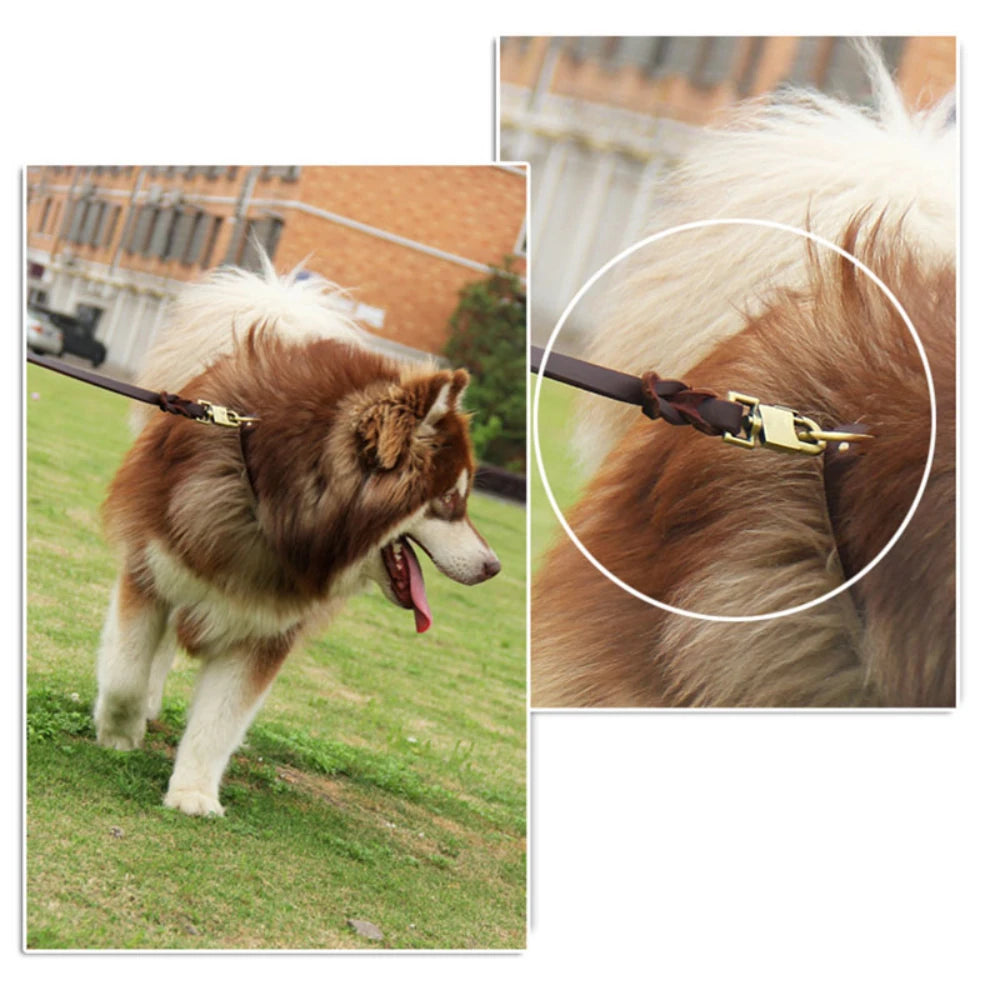 Heavy Duty Leash for Dogs Soft Hand-stitched Thick Real Leather Dog Leash Military Grade Dog Lead Training Leash for Large Dogs