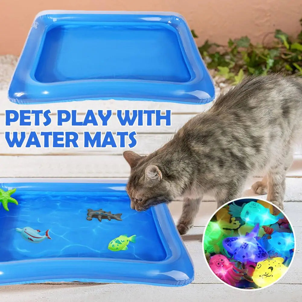 Thickened Sensor Water Play Mat Water Sense Play Mat Cats Play Summer Entertained Fish Pet Pet With Mat Mat Keeps Water C7F9