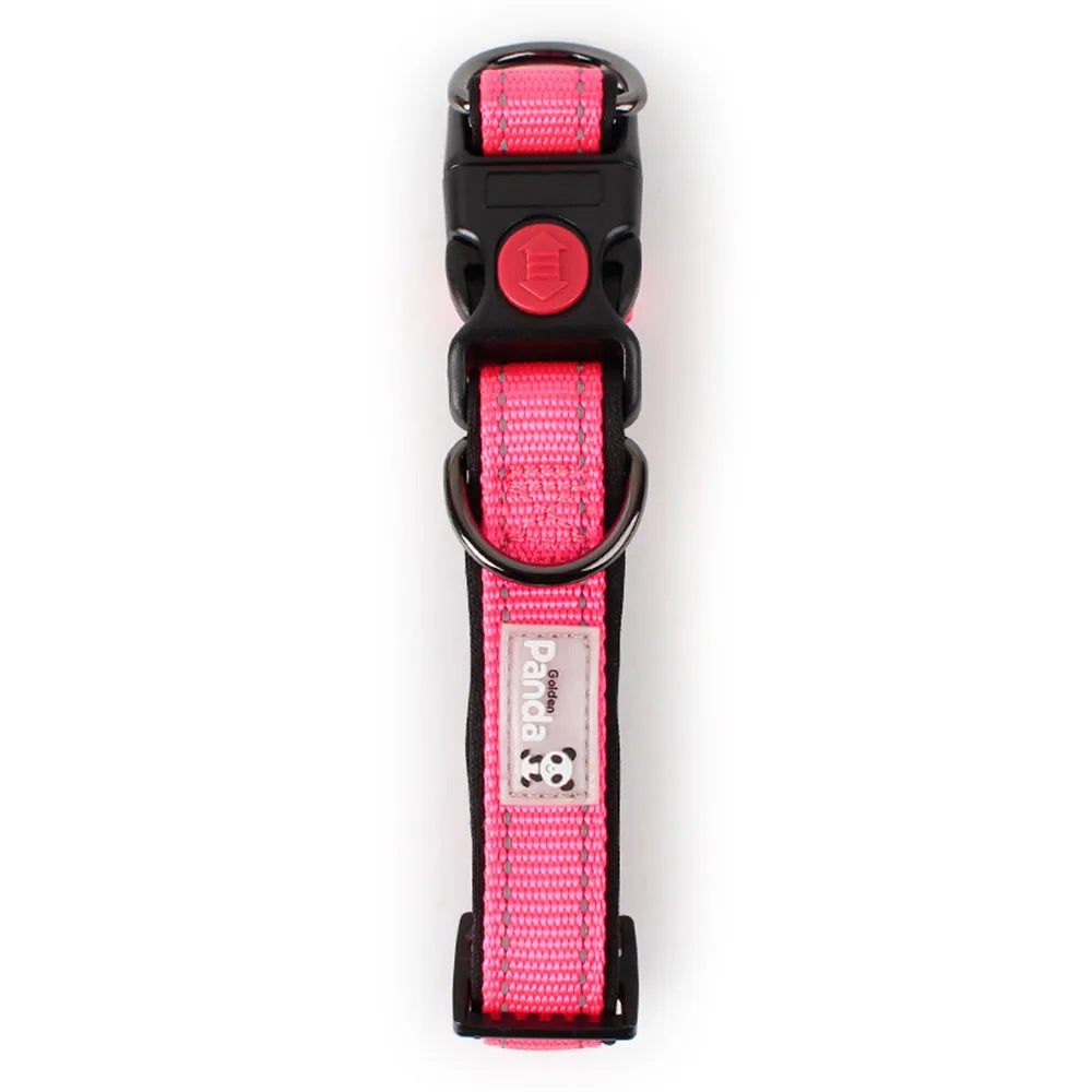 Adjustable Dog Collar Comfortable Soft Foam Padded Reflective Nylon Dog Collar with Double D Rings for Small Medium Large Dogs