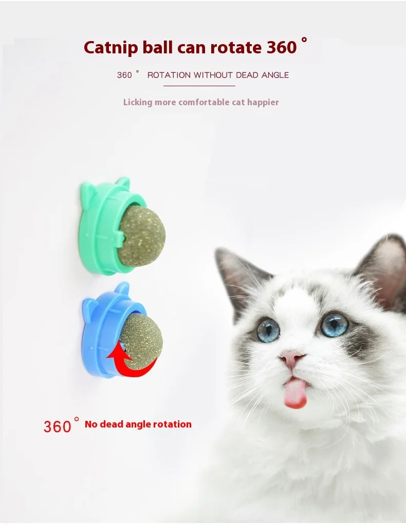 Rotating Cat Mint Ball New Cat's ears (Steamed cat-ear shaped bread) Pet Molar Toy Interactive Lickle Pet Products