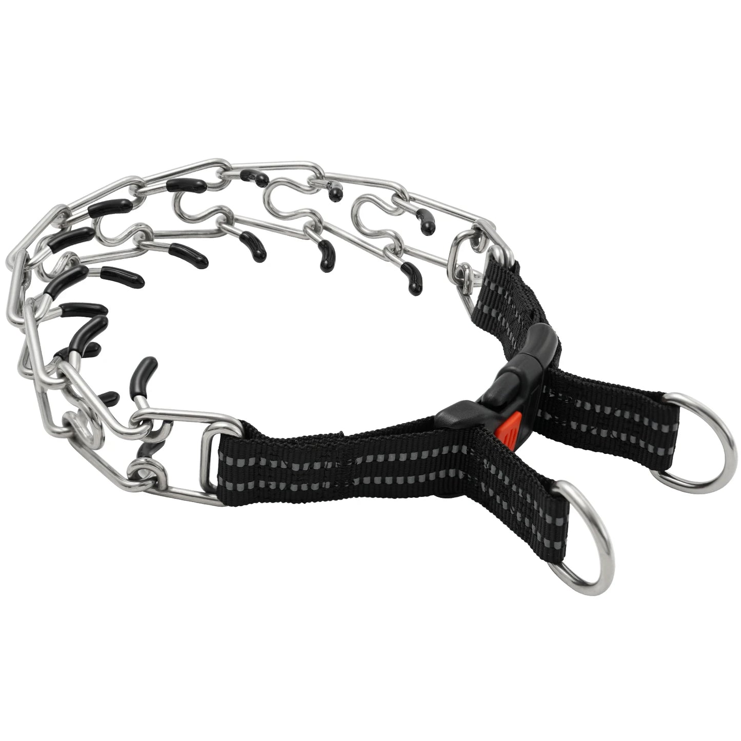 Reflective Dog Pinch Collar for a Small, Medium, Large Dog Stainless Steel No Pull Dog Collar with a Quick Release Buckle