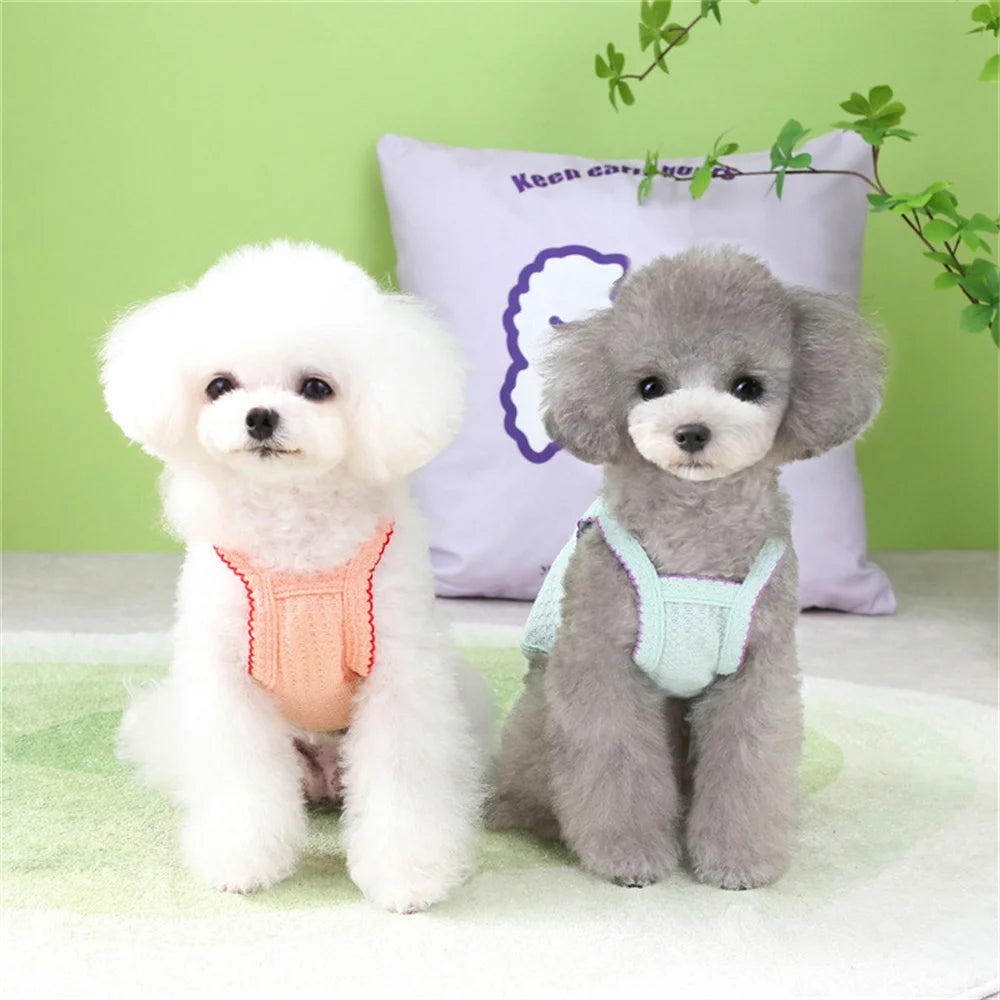Sweet Puppy Dog Camisole Vest for Small Dogs Summer Pet Clothes Pomeranian Maltese Shirts mascotas Flower Embroidered Clothing