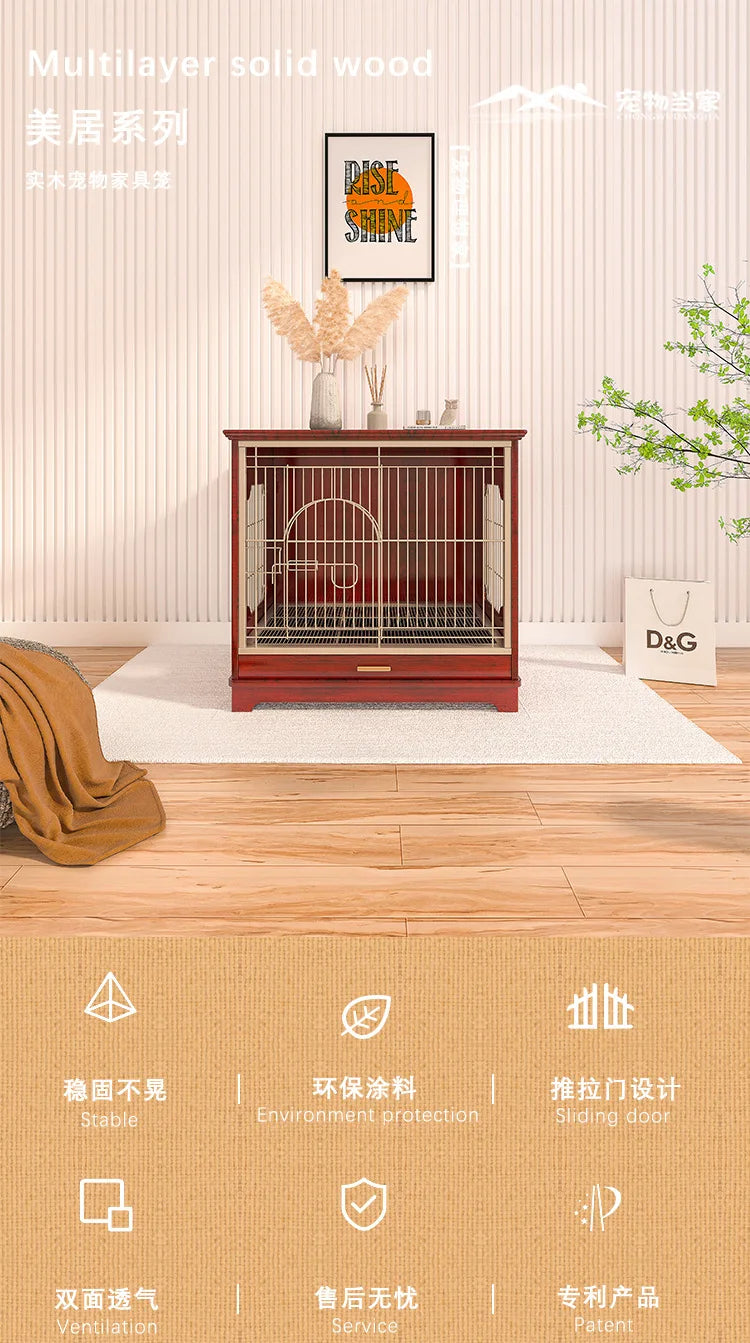 Spot solid wood Chinese dog cage, small and medium-sized Shiba Inu Teddy Corgi special high-end luxury furniture boutique dog ho