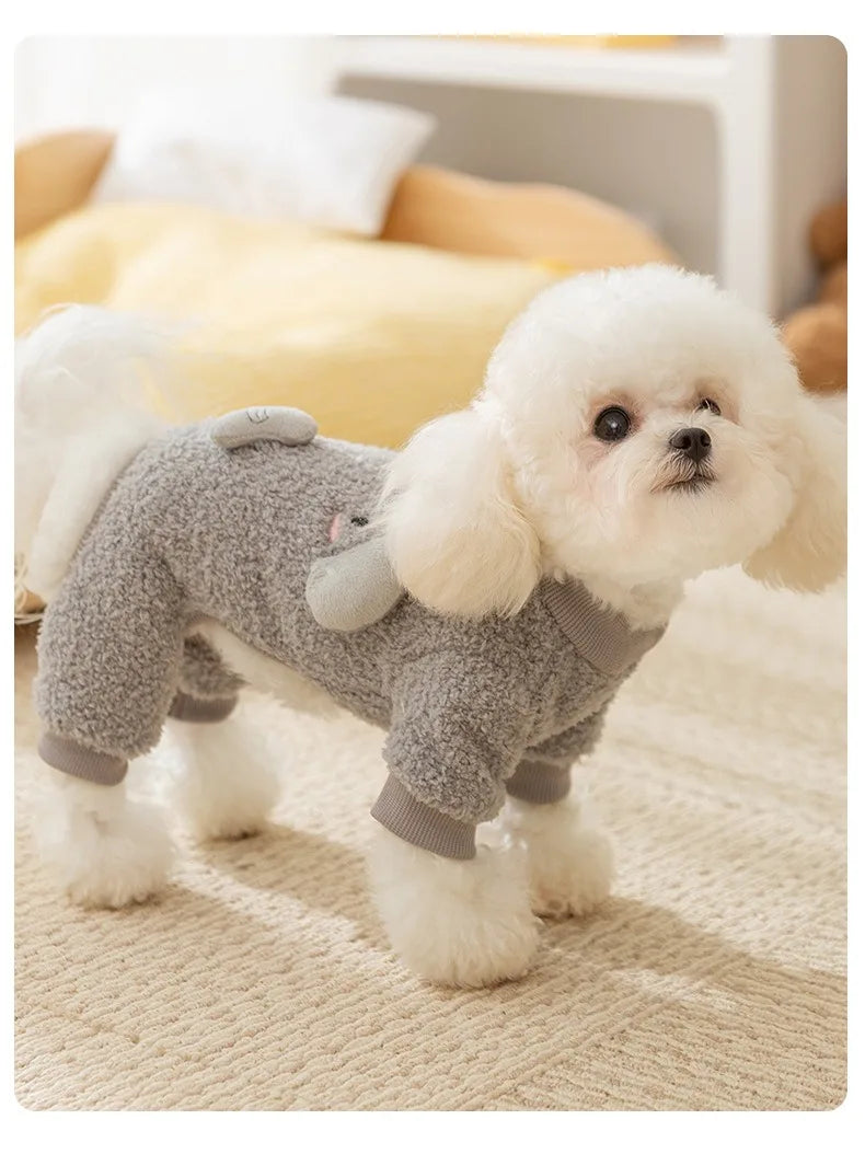 Four Legs Cartoon Chihuahua Dog Clothes Soft Fleece Outdoor Cat Clothing Designer Overalls Unisex Sweatshirt for Small Puppy
