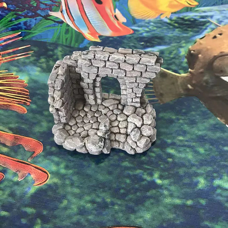 Resin Door Aquarium Decoration Fish Tank Ornament Acuario Rocks for Aquarium Fish Decor For Small Fish Shrimp Shelter House Hot