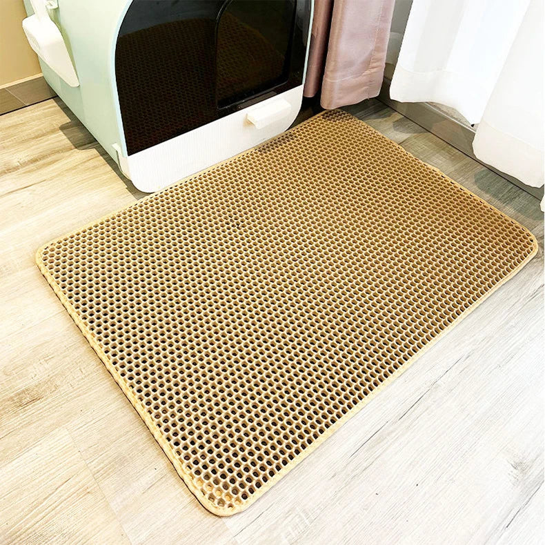 1pc, Cat Litter Mat, Cat Waterproof Litter Trapping Mat,Double Layer Filter Washable Non Slip Cat Mat For Cleaning, Pet Supplies