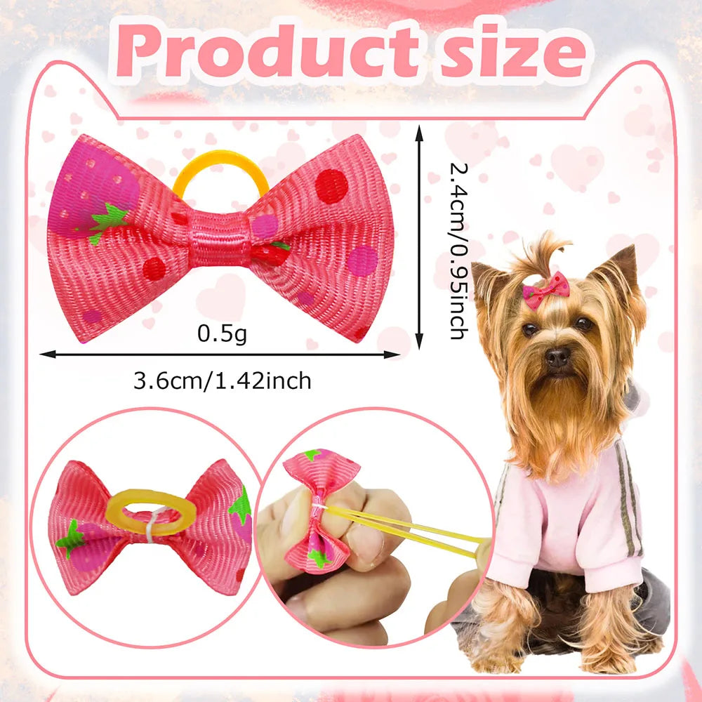30PCS Dog Bow With Rubber Band Dog Hair Accessories Handmade Movable Puppy Bows For Dogs and Cats Cute Pet Accessories